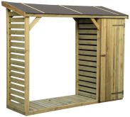 Kaminholzunterstand mit Schrank - Abmessungen: 250 x 100 x 215 cm (L x B x H)