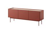 TV-Unterschrank Cascob 01, Keramikrot / Eiche, 55 x 144 x 37 cm, mit 3 Fächern und Soft Close System, robust und stabil, hochwertige Materialien