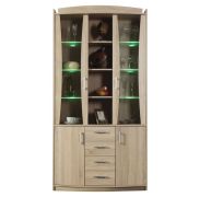 Vitrine "Kontich" 02, Farbe: Eiche Sonoma - Abmessungen: 212 x 110 x 42 cm (H x B x T)