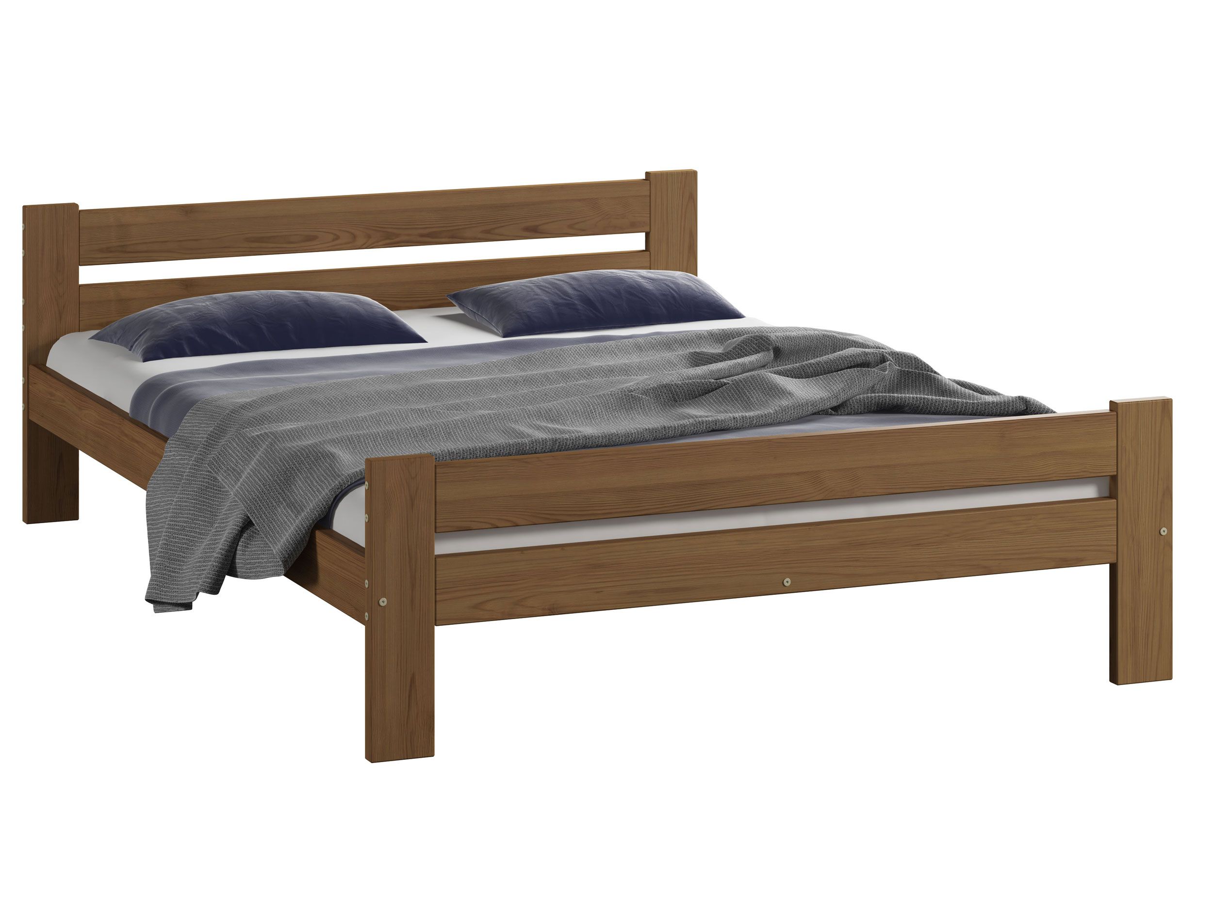 Jugendbett Aixovall 12, Kiefer Vollholz massiv, Farbe: Eiche - Liegefläche: 120 x 200 cm (B x L)