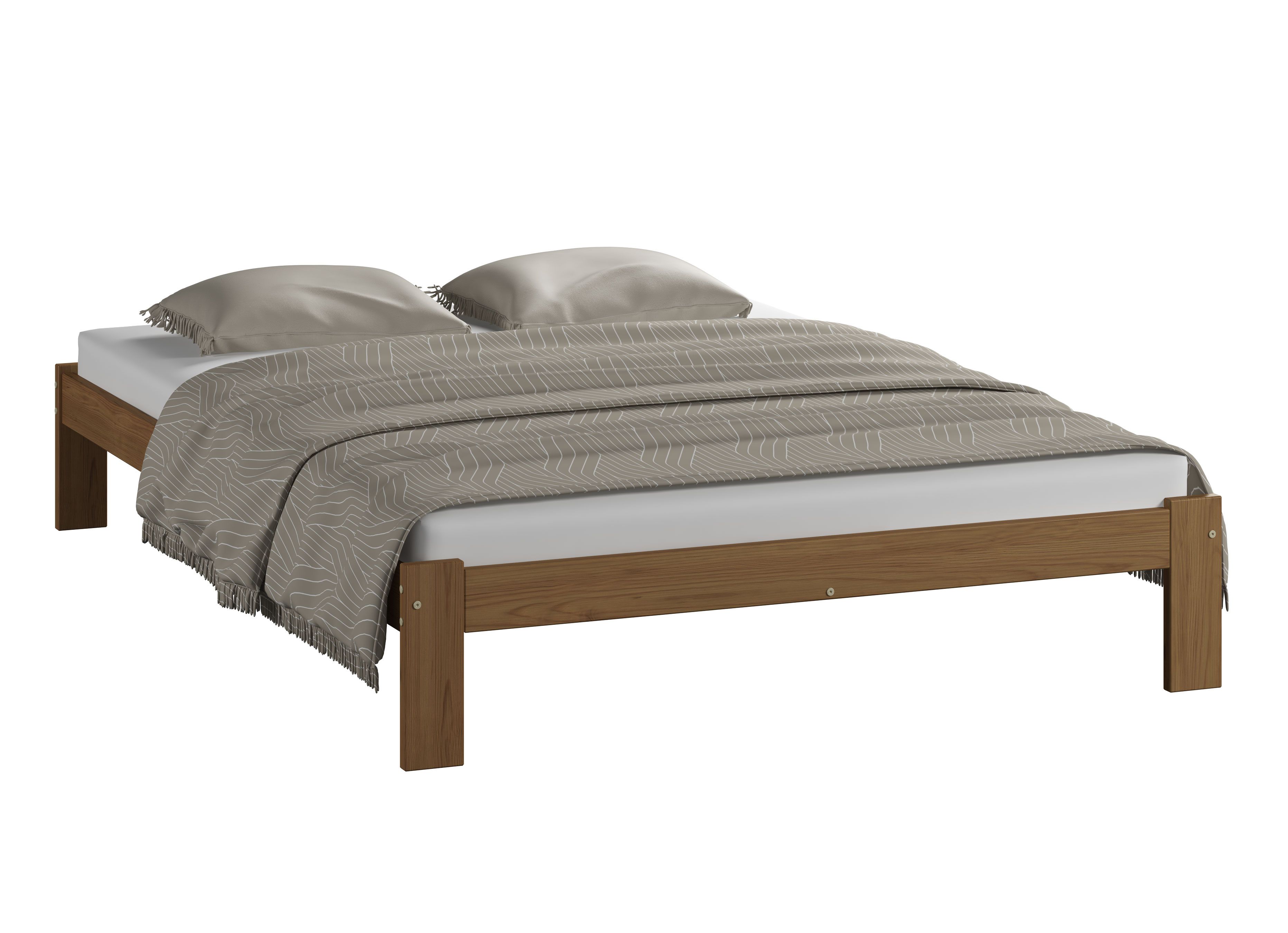 Jugendbett Erts 13, Kiefer Vollholz massiv, Farbe: Eiche - Liegefläche: 120 x 200 cm (B x L)