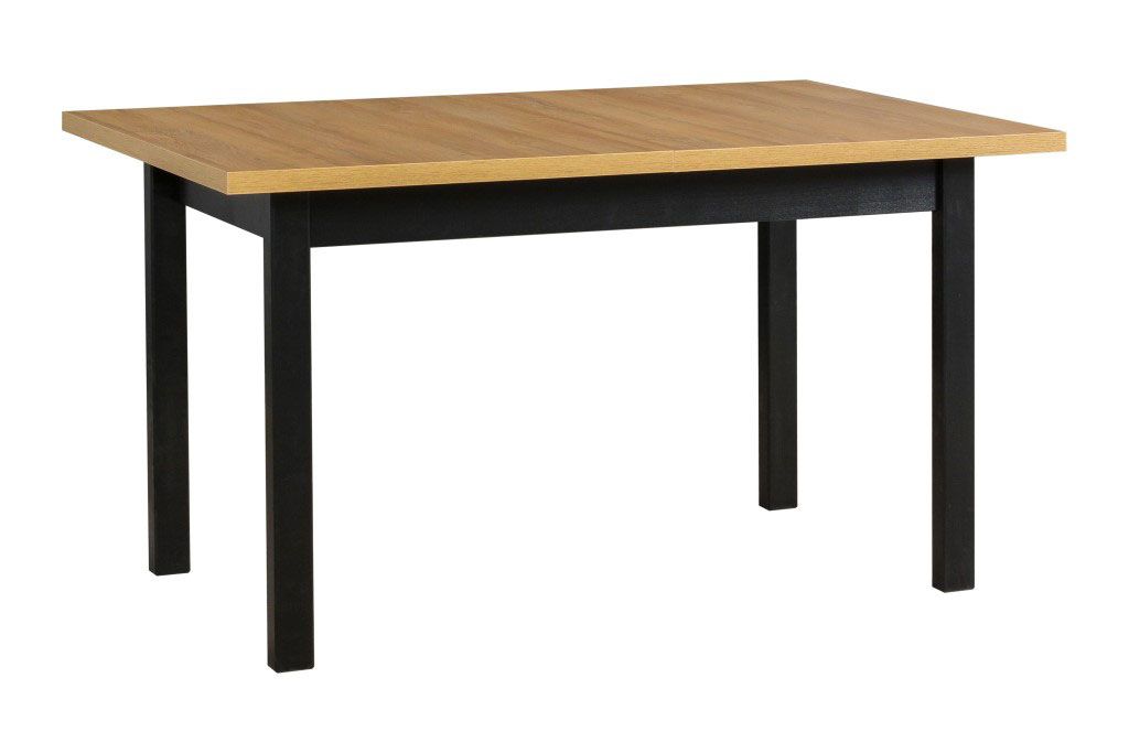 Großer Esstisch JAAK in Schwarz/Eiche, ausziehbar, Abmessung  90 x 140/220 (B x T), Tischplattenhöhe von 32 mm, Oberfläche laminiert, Holzfüße