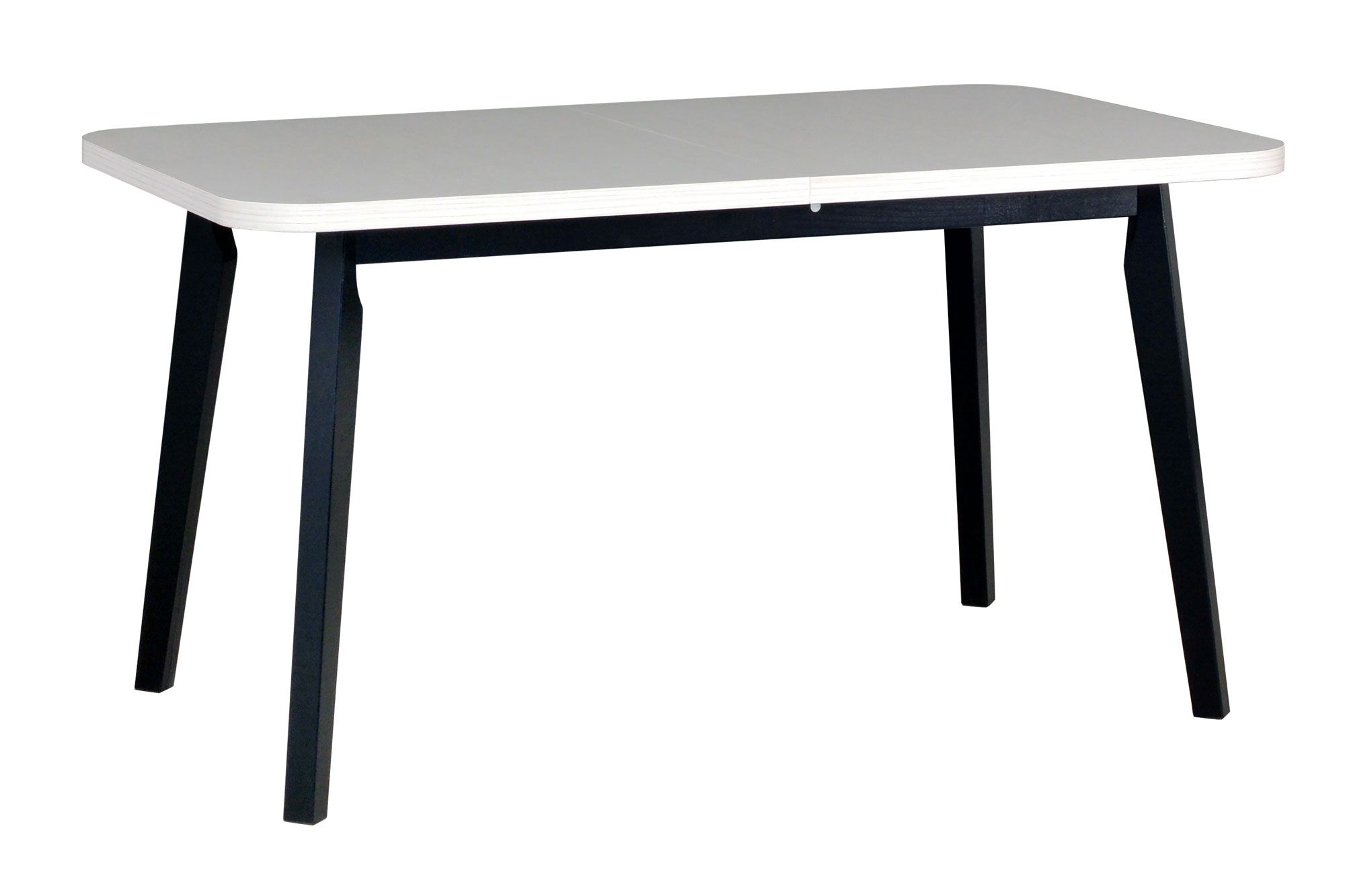 Esstisch DUJA im modernen Design, Weiß/schwarz, Abmessung 80 x 140/180 cm (B x T), Tischplattenhöhe von 32 mm, Oberfläche furniert, leicht kombinierbar