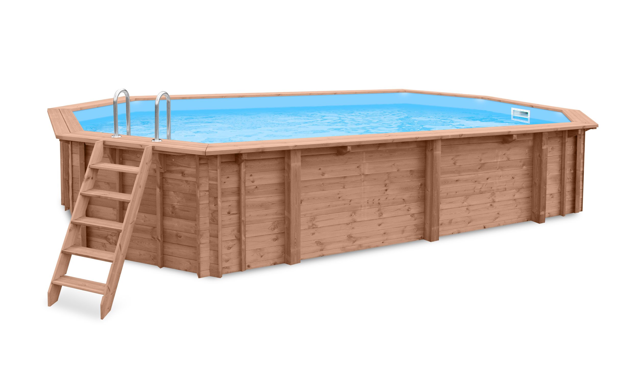 Holzpool Verano 05 - Set aus Kiefer KDI -  Abmessung (cm): 396 x 727 x 138 (L x B x H), inkl. Pumpe & Sandfilter