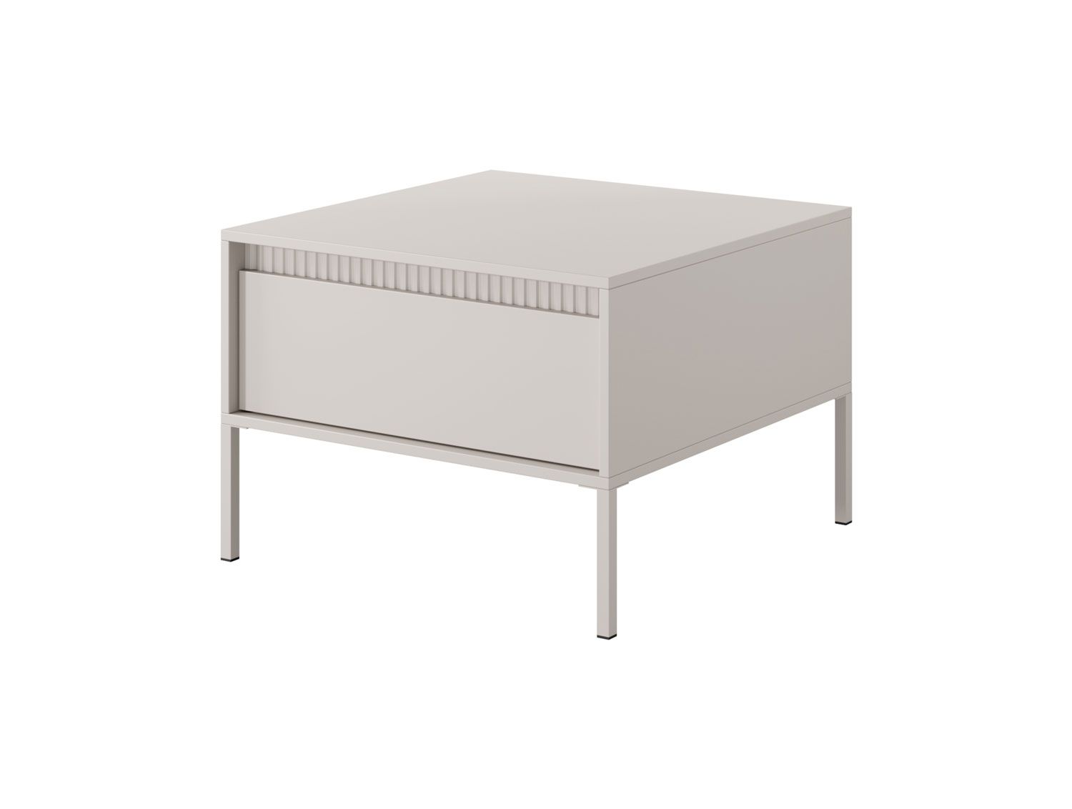 Moderner Couchtisch mit einer Schublade Balta 06, Push-to-open Funktion, Farbe: Beige, Maße: 48 x 68 x 68 cm, ABS-Kantenschutz