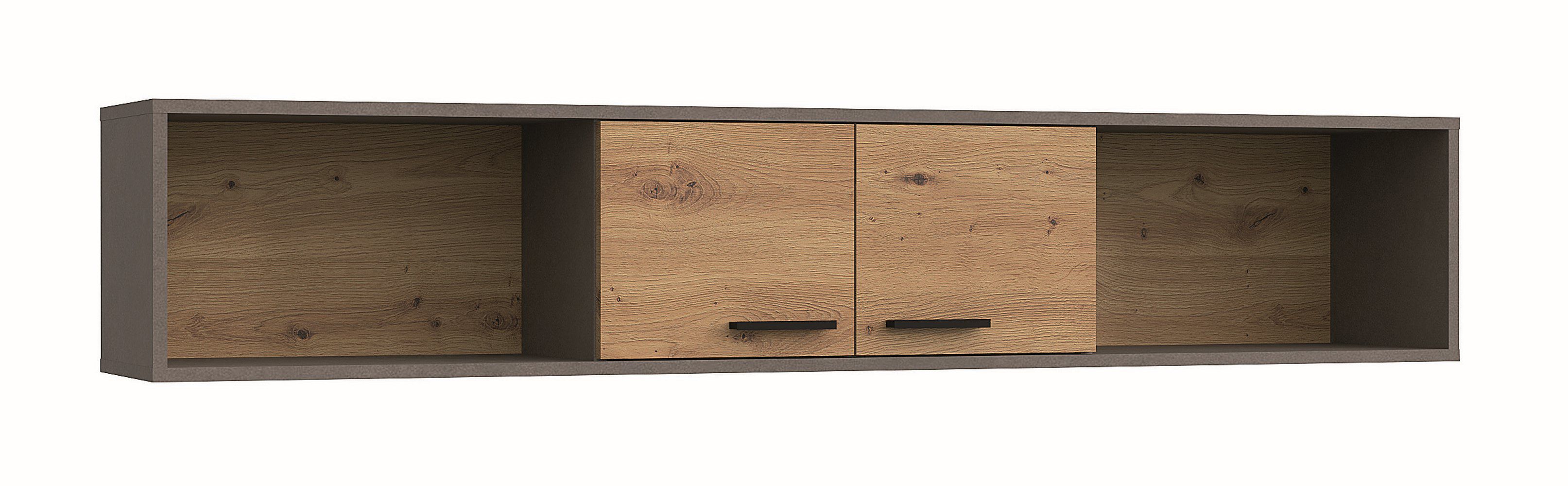 Hängeschrank Montalin 08, Farbe: Eiche / Grau - 30 x 160 x 30 cm (H x B x T)