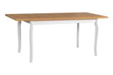 Ausziehbarer Esstisch TEIKA in Weiß/Eiche, Abmessung 80 x 140/180 (B x T), Tischplattenhöhe 32 mm, Oberfläche laminiert, für bis zu 10 Personen platz