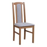 Stuhl Madohn aus langlebigem Buchenholz in Eichen Optik, Teil-gepolsterte Rückenlehne, gepolsterte Sitzfläche in grau aus T-25 Schaum für hohen Komfort