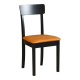 Holzstuhl Pilten mit gepolsterter Sitzfläche, Buchenmassivholz Korpus, Sitzhöhe von 47 cm, Stoff Farbe Orange, Polster aus T-25 Schaum, robustes Holz