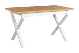 Weißer Esstisch MENT im modernen Design, Abmessung 80 x 140/180 cm (B x T), Tischplattenhöhe von 32 mm, stabile Metallbeine, Oberfläche laminiert