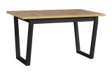 Esstisch KRISTAP in Schwarz/Eiche, Abmessung 80 x 140/180 cm (H x T), Tischplattenhöhe 32 mm, stabile Metallfüße, hohe Festigkeit, Oberfläche laminiert