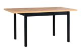 Ausziehbarer Esszimmertisch RAIVIS in Schwarz/Eiche, Abmessung 70 x 120/160 (B x T), Tischplattenhöhe von 32 mm, Laminatplatte kratzfest, Holzfüße