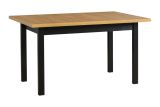 Großer Esstisch JAAK in Schwarz/Eiche, ausziehbar, Abmessung  90 x 140/220 (B x T), Tischplattenhöhe von 32 mm, Oberfläche laminiert, Holzfüße