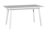 Weißer Esszimmertisch ARONS, leicht kombinierbar, einfaches Design, Abmessung 80 x 140/180 (H x T), Tischplattenhöhe 32 mm, stabile Holzfüße