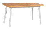Großer Esszimmertisch DUJA in Weiß/Eiche, ausziehbar, Abmessung 80 x 140/180 (B x T), Tischplattenhöhe von 32 mm, Tischplatte laminiert, stabile Holzfüße