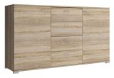Moderne Kommode mit vier Schubladen Lowestoft 02, Farbe: Eiche Sonoma - Abmessungen: 85 x 150 x 40 cm (H x B x T)