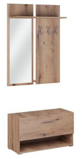 Garderobe Barakaldo 01, Farbe: Eiche Artisan - Abmessungen: 209 x 90 x 37 cm (H x B x T)