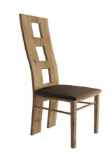 Stuhl Selun 15, Farbe: Eiche Dunkelbraun / Braune Polsterung - 97 x 43 x 40 cm (H x B x T)