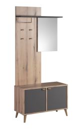 Garderobe Sisamon 07, Farbe: Eiche Artisan / Grau - Abmessungen: 188 x 86 x 35 cm (H x B x T)