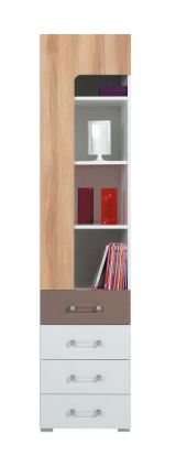 Jugendzimmer - Schrank "Lian" 07, Hellbraun / Weiß / Cappuccino - Abmessungen: 195 x 45 x 40 cm (H x B x T)