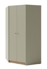 Eckkleiderschrank Sampont 02, Mintgrün / Eiche dunkel, 195 x 95 x 95 cm, mit 10 Fächern und 2 Kleiderstangen, ABS-Kanten, stabil und langlebig