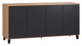 Kommode Leoncho 04, Farbe: Eiche / Schwarz - Abmessungen: 78 x 160 x 47 cm (H x B x T)