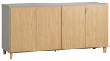 Kommode Nanez 26, Farbe: Grau / Eiche - Abmessungen: 78 x 160 x 47 cm (H x B x T)