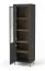 Schwarze Vitrine mit variablem Türanschlag Barbe 08, ABS, mit klaren Glas, Farbe: Schwarz matt, Maße: 193,5 x 60 x 40 cm, mit fünf Fächer, für Wohnzimmer und Esszimmer