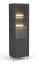 Schwarze Vitrine mit variablem Türanschlag Barbe 08, ABS, mit klaren Glas, Farbe: Schwarz matt, Maße: 193,5 x 60 x 40 cm, mit fünf Fächer, für Wohnzimmer und Esszimmer